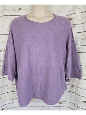 Pure J Jill Sweater Kimono Top 1X Purple Cotton Cashmere Boxy Womens